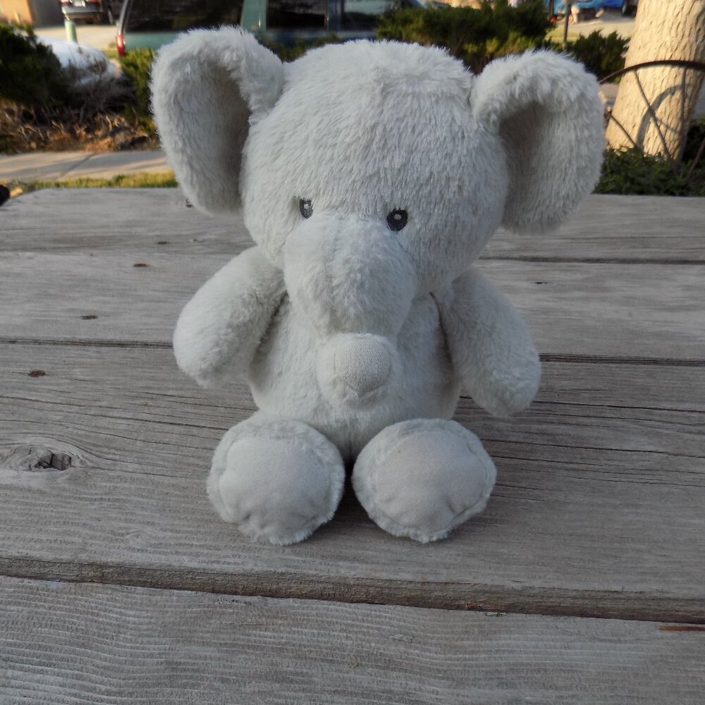 KELLY TOYS ELEPHANT RATTLE CRINKLED EARS GRAY PLUSH Soft Fur STUFFED ANIMAL Baby